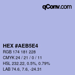 Código de color: HEX #AEB5E4 | qconv.com