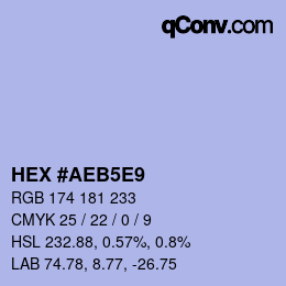 Código de color: HEX #AEB5E9 | qconv.com