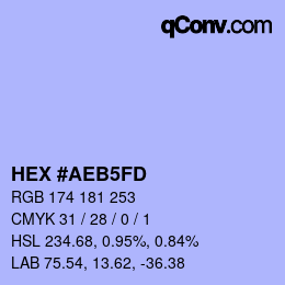 カラーコード: HEX #AEB5FD | qconv.com