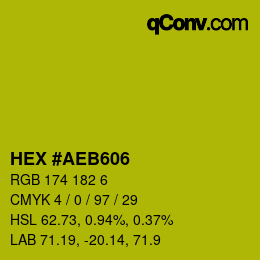 Farbcode: HEX #AEB606 | qconv.com