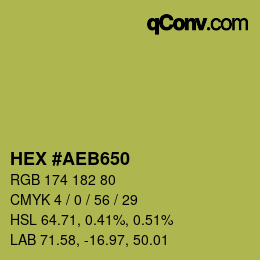 颜色代码: HEX #AEB650 | qconv.com