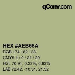 Farbcode: HEX #AEB68A | qconv.com