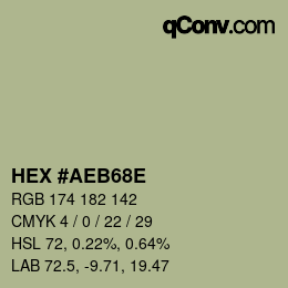 Color code: HEX #AEB68E | qconv.com