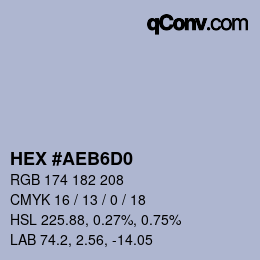 カラーコード: HEX #AEB6D0 | qconv.com
