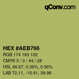 Color code: HEX #AEB766 | qconv.com