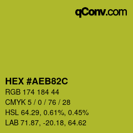 Color code: HEX #AEB82C | qconv.com