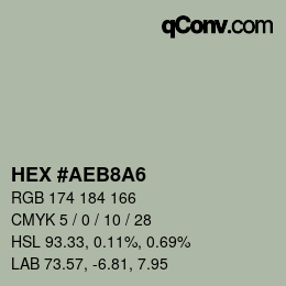 Farbcode: HEX #AEB8A6 | qconv.com