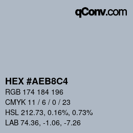 Color code: HEX #AEB8C4 | qconv.com