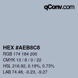 Color code: HEX #AEB8C8 | qconv.com