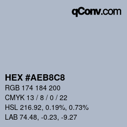 カラーコード: HEX #AEB8C8 | qconv.com