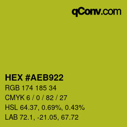 Código de color: HEX #AEB922 | qconv.com
