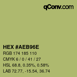 Code couleur: HEX #AEB96E | qconv.com