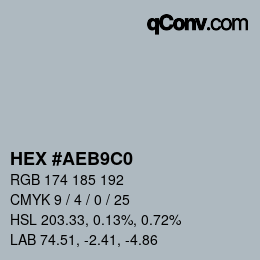 カラーコード: HEX #AEB9C0 | qconv.com