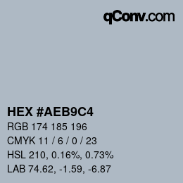 Color code: HEX #AEB9C4 | qconv.com