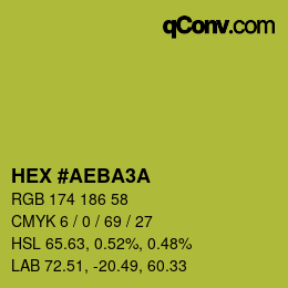 カラーコード: HEX #AEBA3A | qconv.com