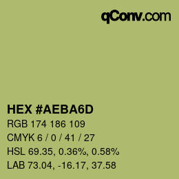 Color code: HEX #AEBA6D | qconv.com
