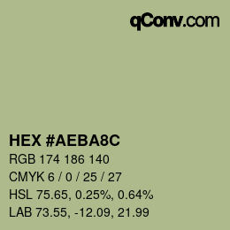 Code couleur: HEX #AEBA8C | qconv.com