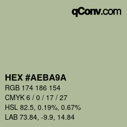 Color code: HEX #AEBA9A | qconv.com