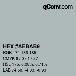 カラーコード: HEX #AEBAB9 | qconv.com