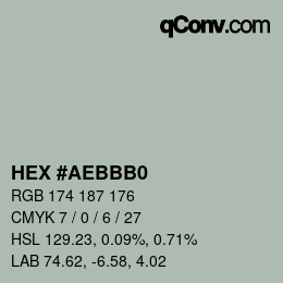 Color code: HEX #AEBBB0 | qconv.com