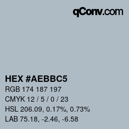 Color code: HEX #AEBBC5 | qconv.com