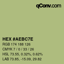 Color code: HEX #AEBC7E | qconv.com