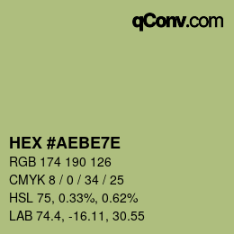 Color code: HEX #AEBE7E | qconv.com