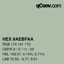 Farbcode: HEX #AEBFAA | qconv.com