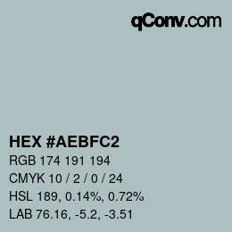 Código de color: HEX #AEBFC2 | qconv.com