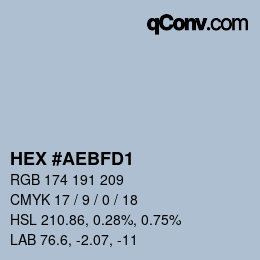 Código de color: HEX #AEBFD1 | qconv.com