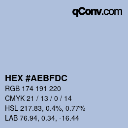 Farbcode: HEX #AEBFDC | qconv.com
