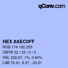 カラーコード: HEX #AEC0FF | qconv.com