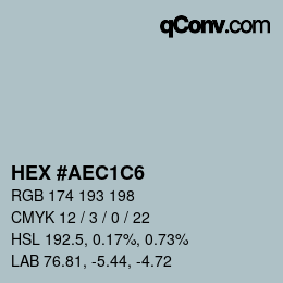 Farbcode: HEX #AEC1C6 | qconv.com