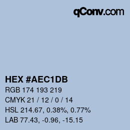 颜色代码: HEX #AEC1DB | qconv.com