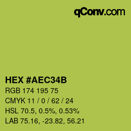 Color code: HEX #AEC34B | qconv.com