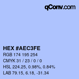 Color code: HEX #AEC3FE | qconv.com