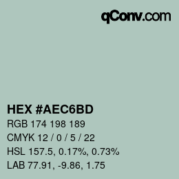 Código de color: HEX #AEC6BD | qconv.com