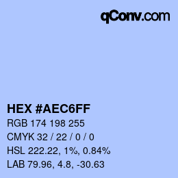 Color code: HEX #AEC6FF | qconv.com