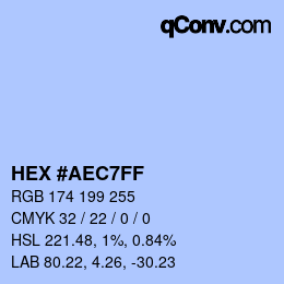 Color code: HEX #AEC7FF | qconv.com