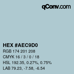 Color code: HEX #AEC9D0 | qconv.com