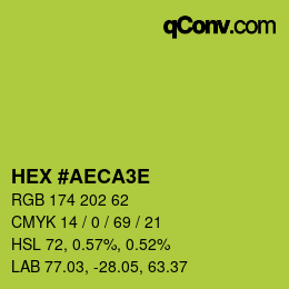 Color code: HEX #AECA3E | qconv.com