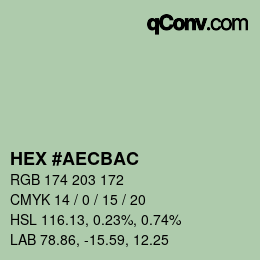 Color code: HEX #AECBAC | qconv.com