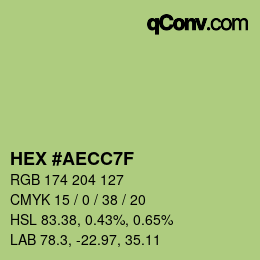 Color code: HEX #AECC7F | qconv.com