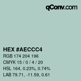 颜色代码: HEX #AECCC4 | qconv.com