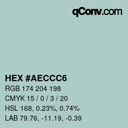 Color code: HEX #AECCC6 | qconv.com