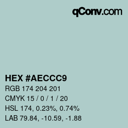 Color code: HEX #AECCC9 | qconv.com
