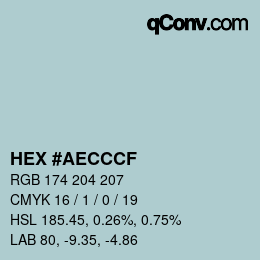 Color code: HEX #AECCCF | qconv.com