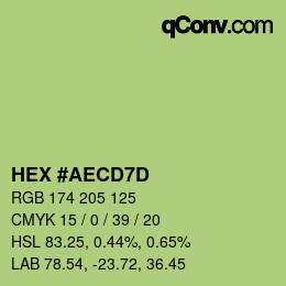 カラーコード: HEX #AECD7D | qconv.com