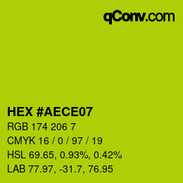 カラーコード: HEX #AECE07 | qconv.com