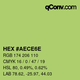 Color code: HEX #AECE6E | qconv.com